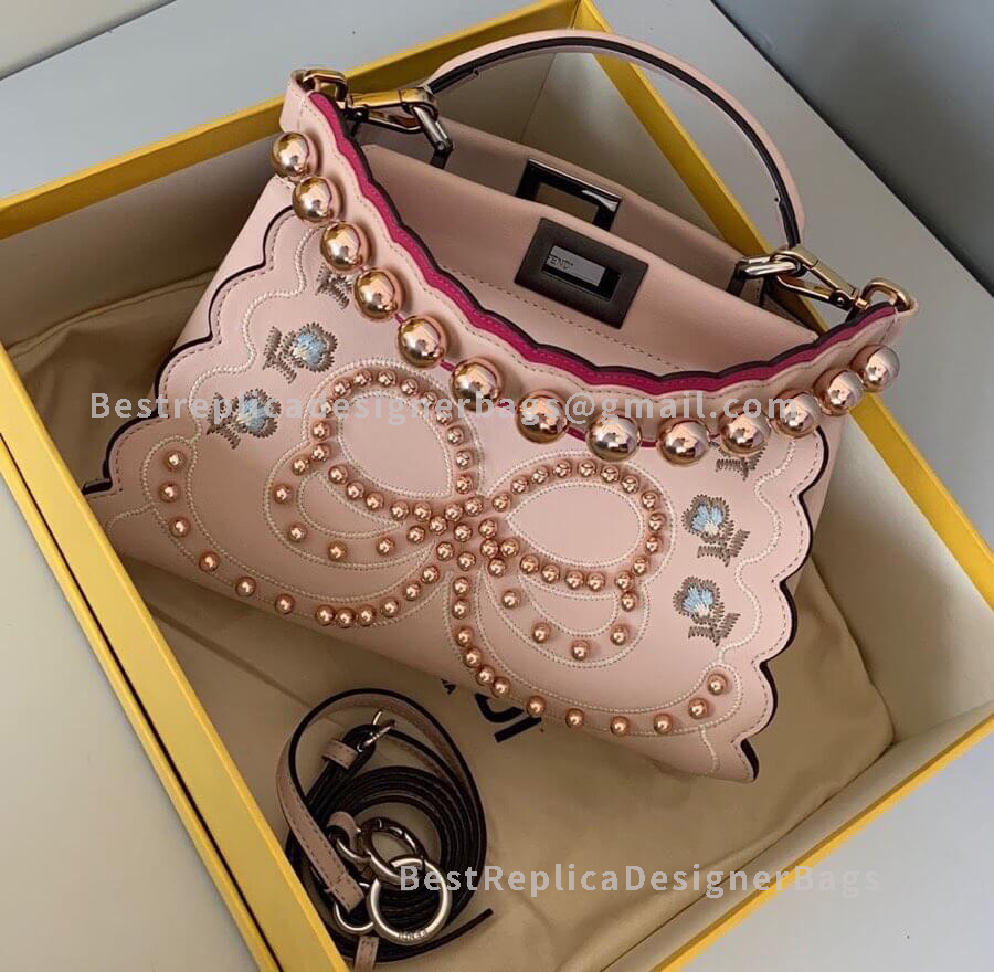 Fendi Peekaboo Iconic Mini Pink Leather Bag 8102A